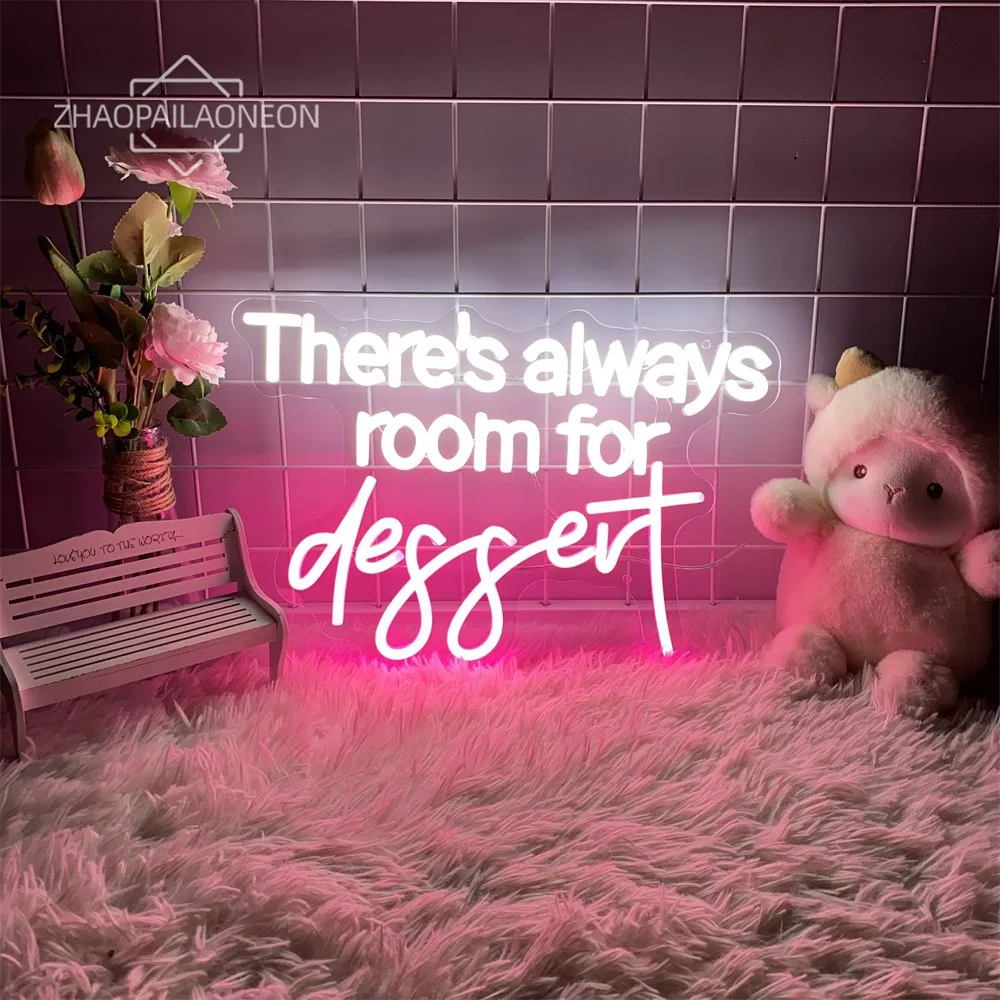 There's Always Room for Dessert Neon Led Sign Bedroom Bar Club Neon Lights Wall Art Decoration Home Decor  Living Room Led Lamps