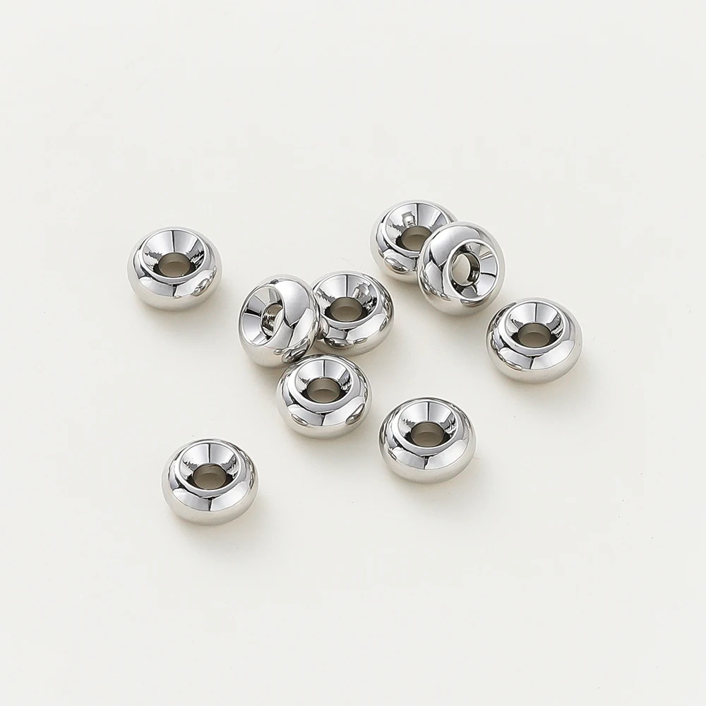 5-20Pcs 14K/18K Gold Plated Flat 4/5/6/8mm Spacer Beads for Necklace Bracelet Jewelry Making Beads Accessories Findings image 4