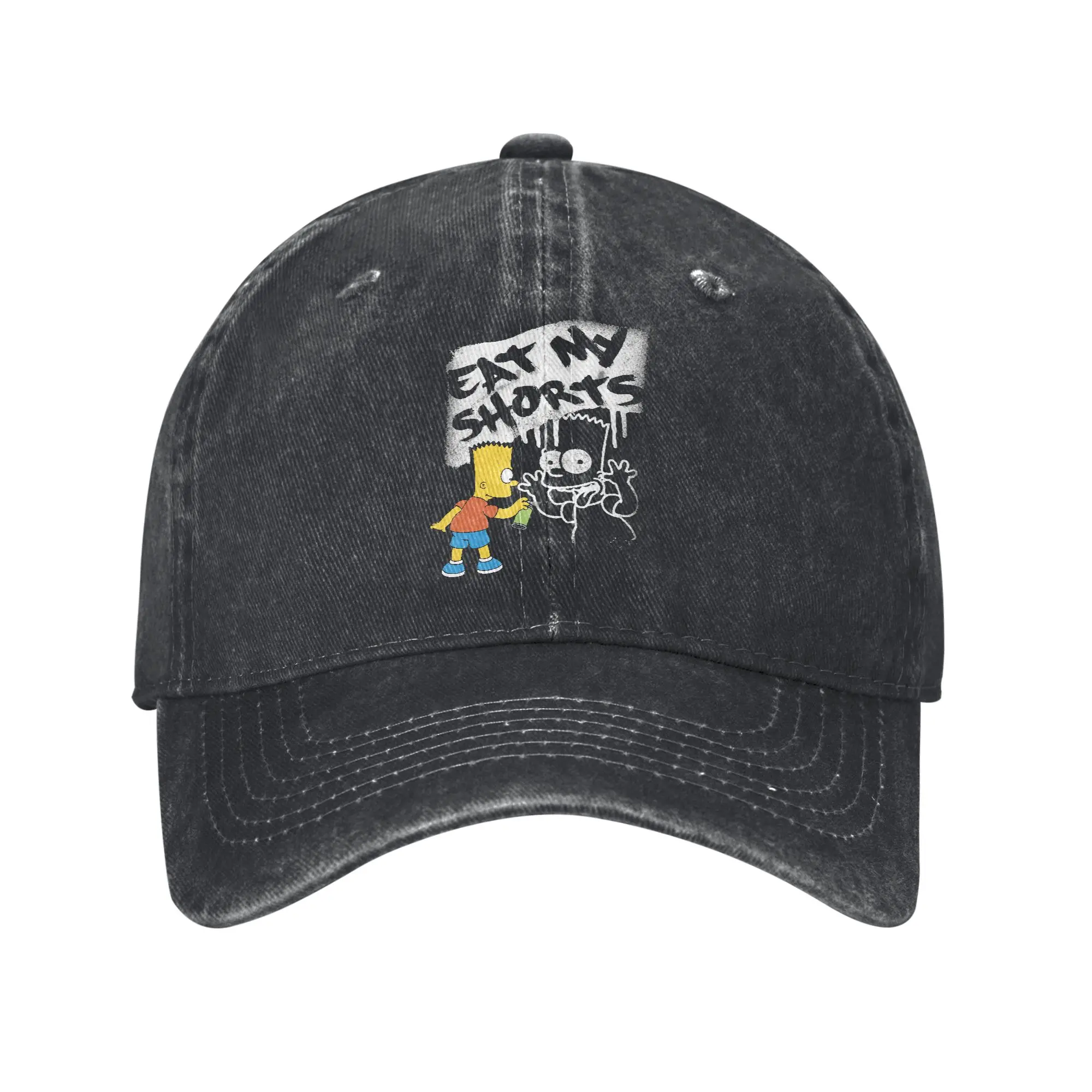 The Simpson Eat My Shorts Spray Paint Graffiti Bart Unisex Baseball Caps  Distressed Denim Caps Hat Classic Soft Snapback Cap