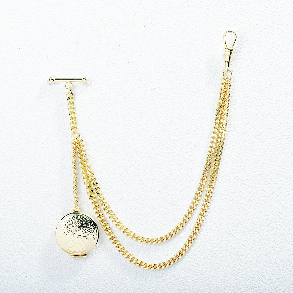 اليدوية الذهب اللون الرجال سترة سلسلة ألبرت ساعة الجيب سلسلة مع قلادة المنجد هدية عيد الأب2027 #1