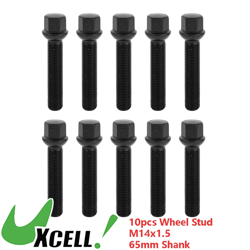 UXCELL Vehicle Wheel Lug Bolt Car Wheel Lug Studs 10 Pcs M14x1.5mm Ball Seat 65mm Shank for Volkswagen for Audi for Porsche