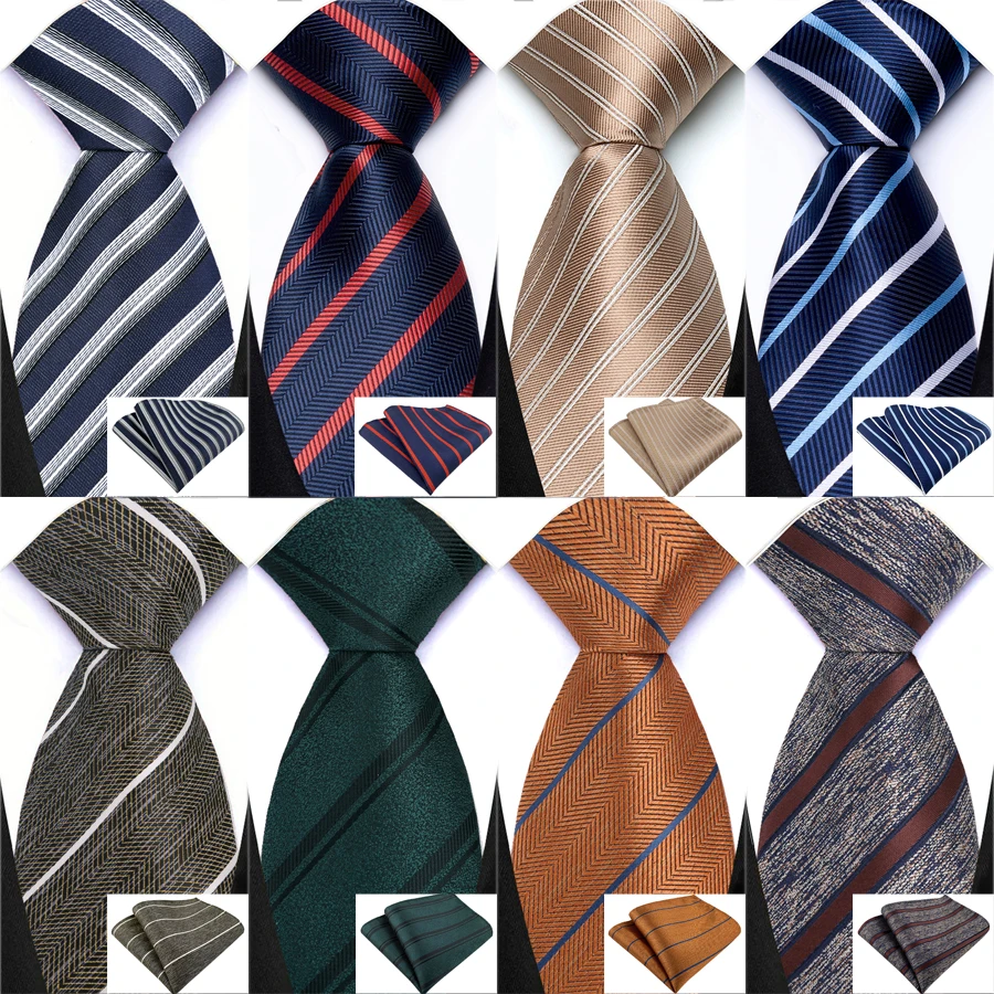 Männer Streifen 8CM Krawatte Taschentuch Set für Smoking Zubehör Klassische Luxus Geschenk Krawatte Set Für Mann Hochzeit Business party