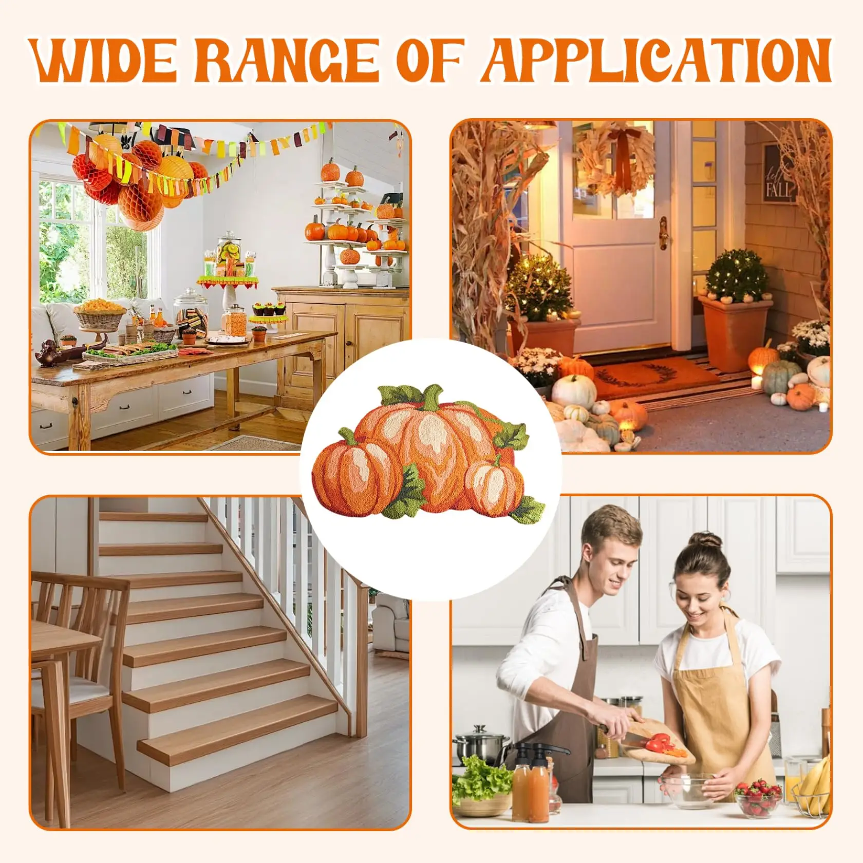 VIKAMA اليقطين شكل الشكر البساط لطيف لينة الخريف الحمام ديكور عدم الانزلاق ماصة للماء الكلمة حصيرة للحمام ديكور المنزل #6