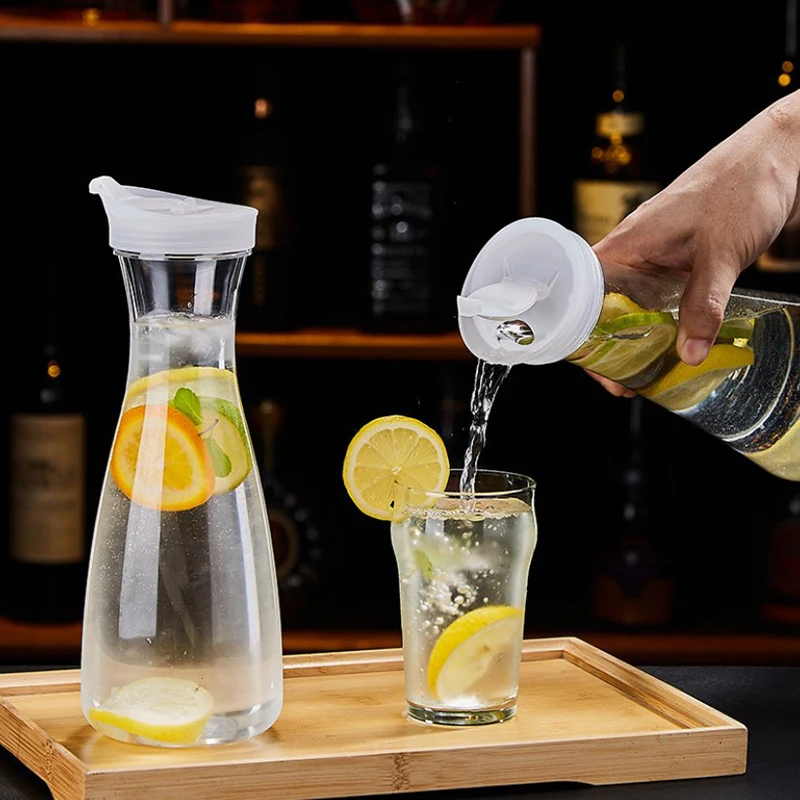 Durable Food Grade Plastic With Lid Transparent Tea Jug Drinkware Water Bottle Water Carafe Lemonade Jar Juice Pitcher