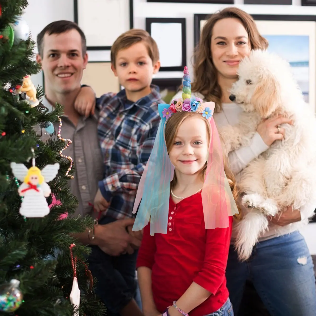 

1Pcs Unicorn Mesh Hair Clasp Kids Party Headband Christmas Decorative Headdress Hair Hoop Mesh Hairwear Party Headband