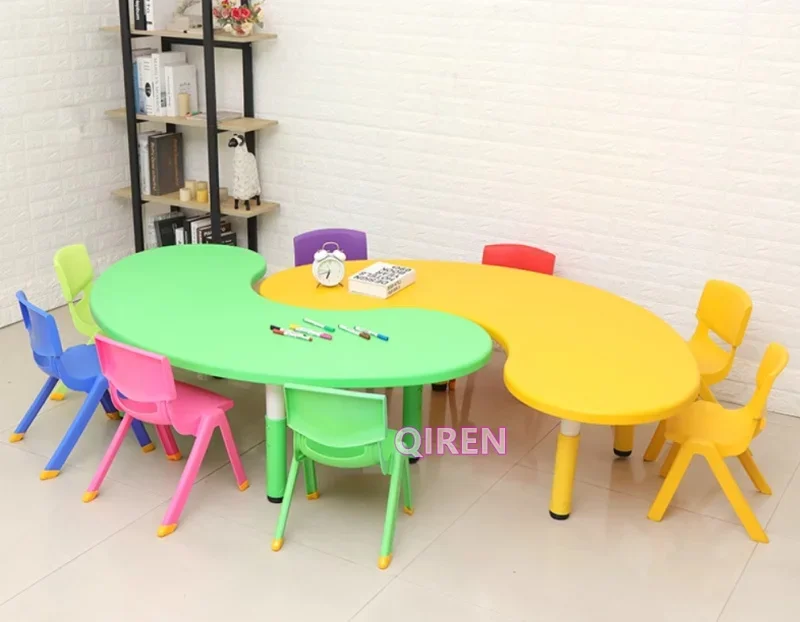 

Kindergarten moon desk plastic children's study table Durable Table Kindergarten Furniture For kids