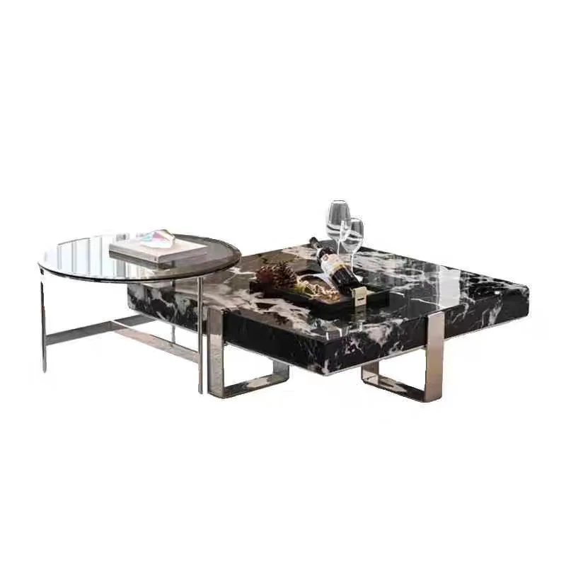 

Italian simple tea table marble square coffee table living room household small apartment sofa edge combination