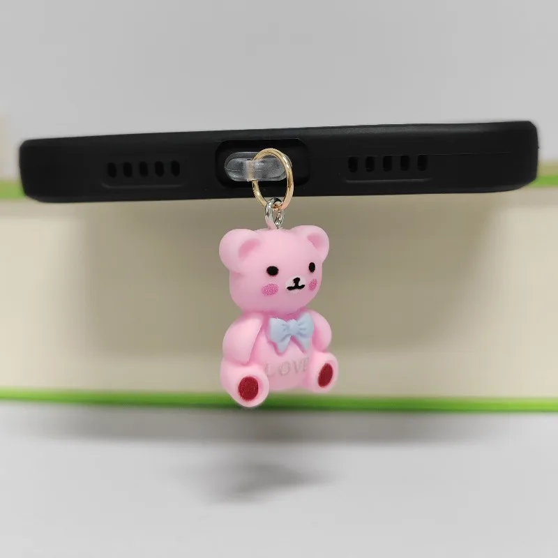 Tapón antipolvo de oso de estilo coreano, puerto de carga de teléfono para el Día de San Valentín, tapón de protección contra el polvo para iPhone tipo C, regalo para pareja