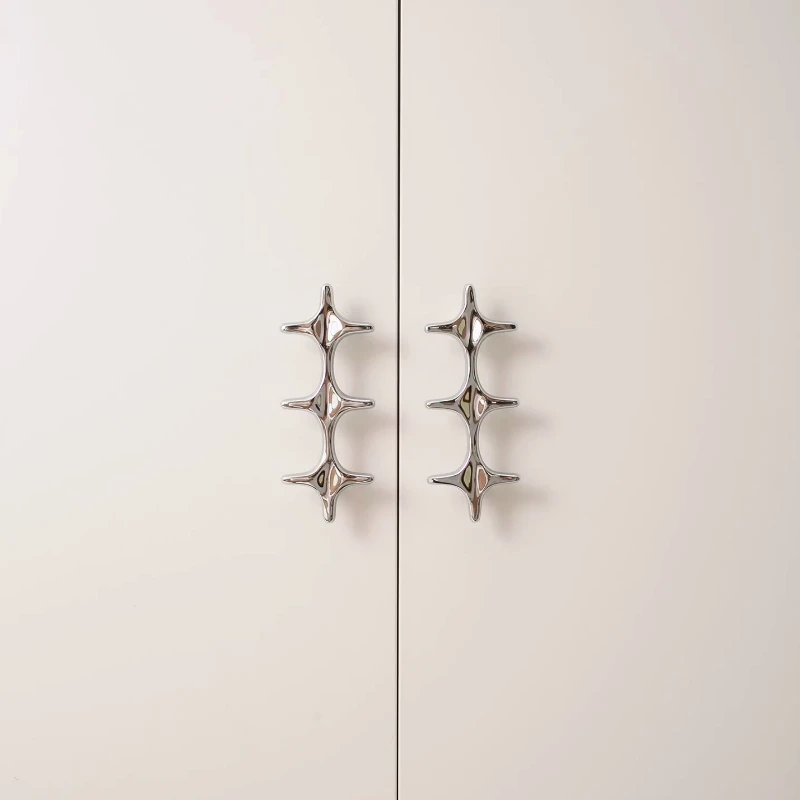 Creative Silver Brass Wardrobe Door Handle Personalized Cross Cabinet Drawer Handle Nordic New Shoe Cabinet Wine Cabinet Handle
