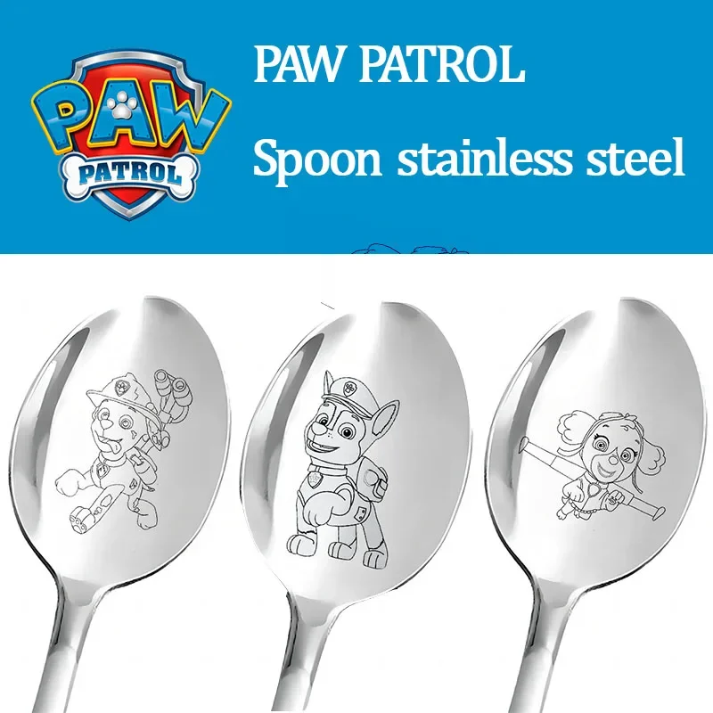 Cartoon Dog Paw Patrol Children Spoon Cute Baby Soup Stainless Steel Ladle Home Food for Children Tableware Spoon Birthday Gifts