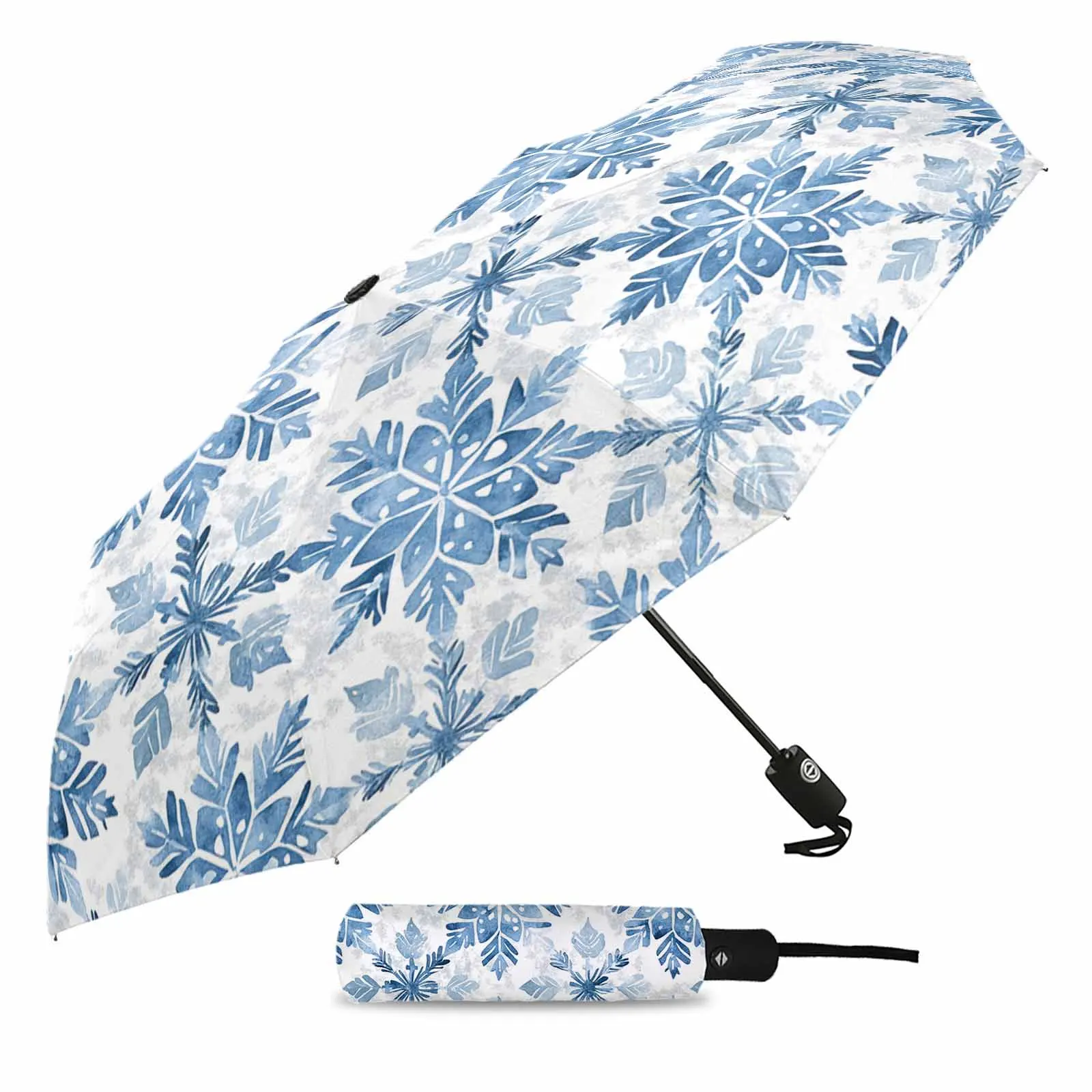 Snowflake Gradient Texture Flower Automatic Umbrella for Rain Foldable Parasol Umbrella Eight strand Outdoor Umbrellas