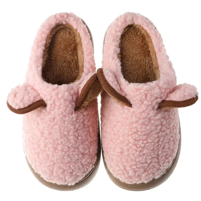 Pantofole calde da donna suola spessa Indoor Home Lover pantofole in cotone invernale Cute Cartoon Ear Soft Plush pantofola da interno maschile