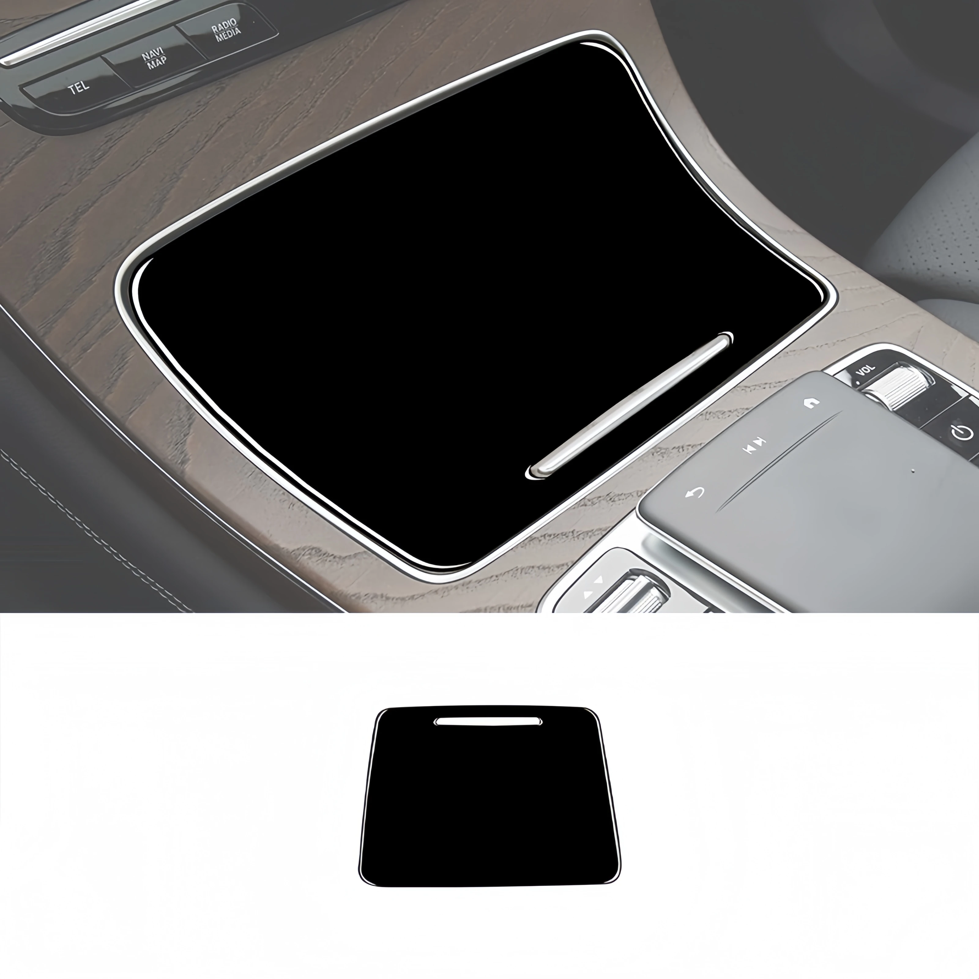 

For Mercedes W205 Benz C Class GLC 14-20 Piano Black Car Center Console Cup Holder Panel Trim Cover Decor Sticker Auto Zubehör