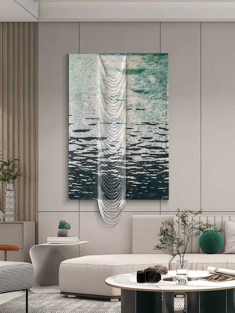 Entry entrance decorative painting living room background wall mural high-end crystal hanging painting