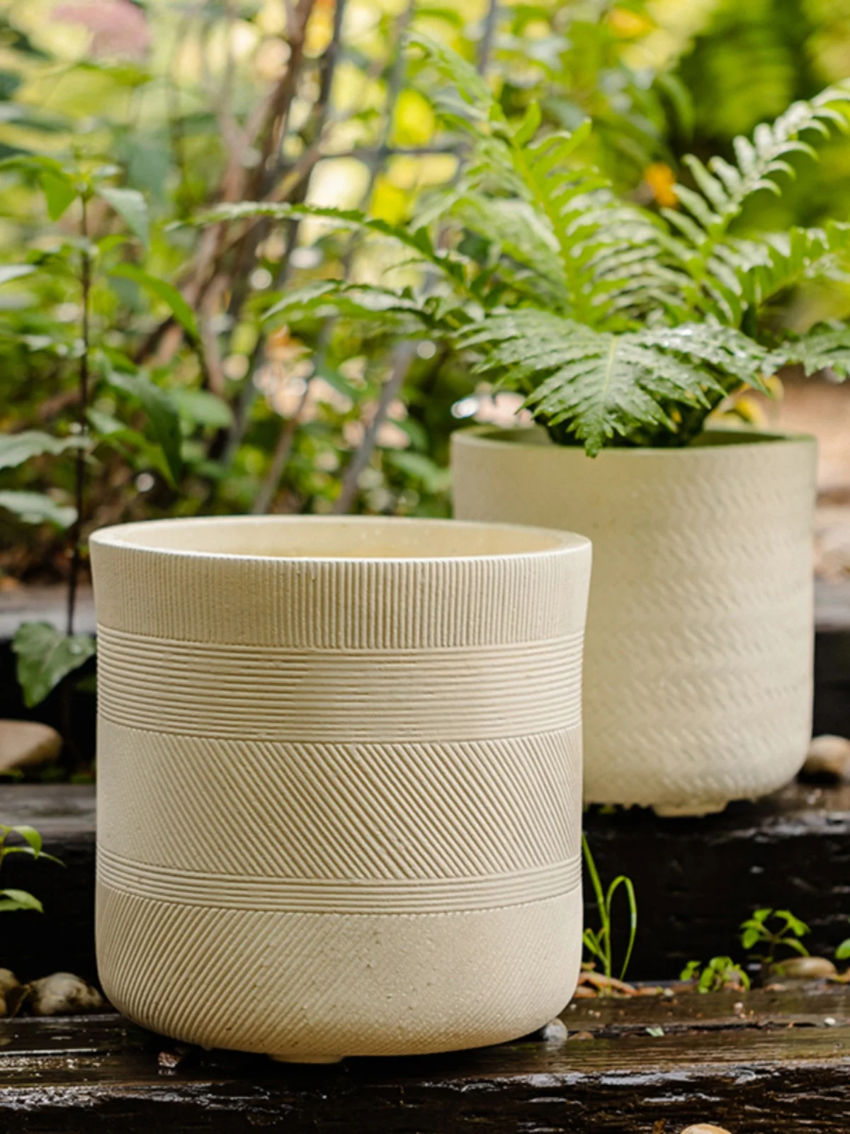 Nordic Style Large Size Magnesium Mud Floor Standing Flower Pots Simple Modern Creative Imitation Ceramic for Living Room Gre...
