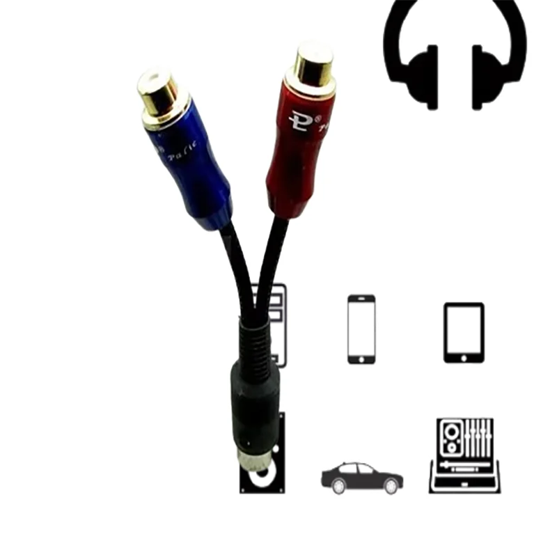 

​​Hi-Fi Turntable Adapter Cable: 5-Pin Female DIN to Dual RCA Plugs & Ground with Gold-Plated Connectors​