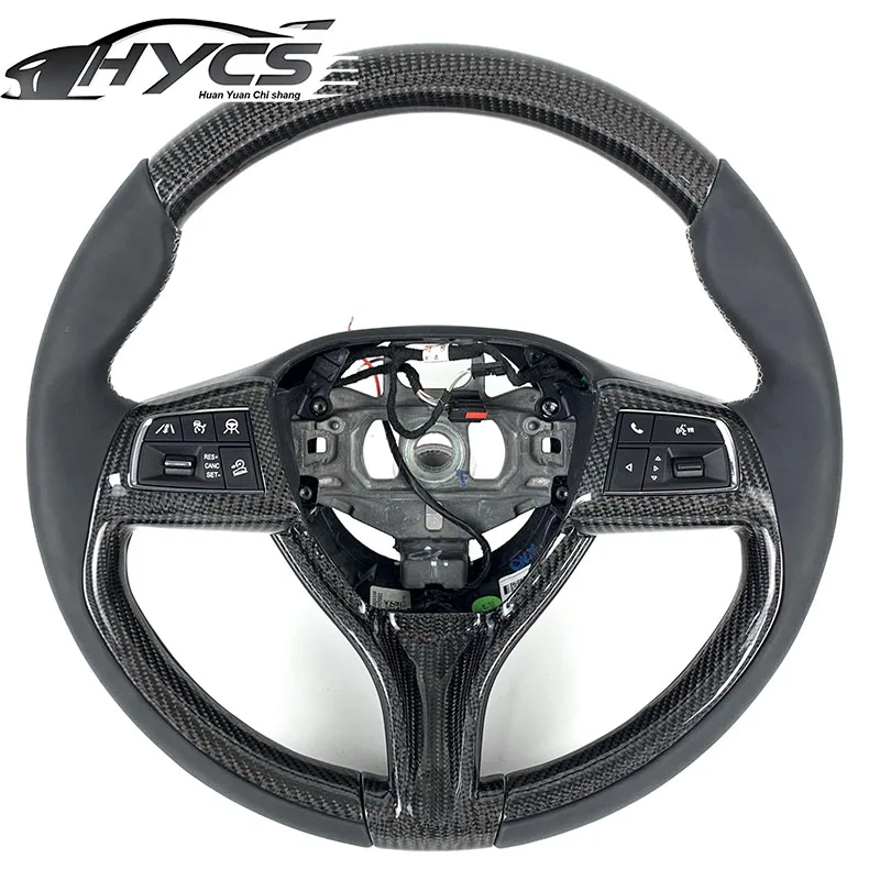 

Custom Car Interior Carbon Fiber Steering Wheel Covered Perforated Leather for Maserati President Ghibli Levante