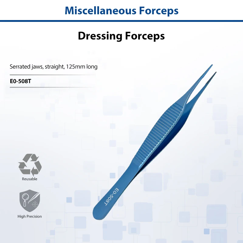 Premium Titanium Alloy Dressing Forceps Straight Serrated Tip Medical Surgical Tweezers Dissecting Forceps For Clinical Lab Use