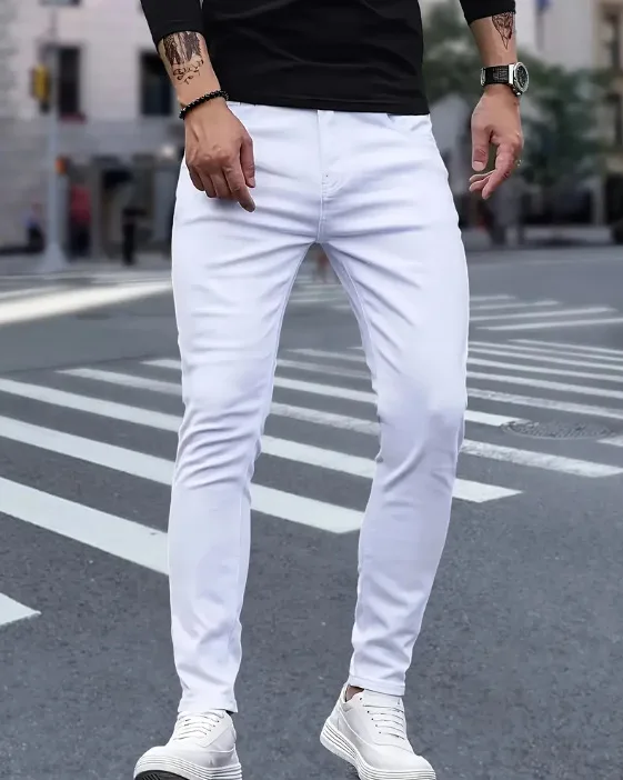 Spring New Mens Slim Fit Classic Skinny Jeans Casual Street Style Casual Mens Skinny Jeans Male Slim Fit Pencil Denim Blue