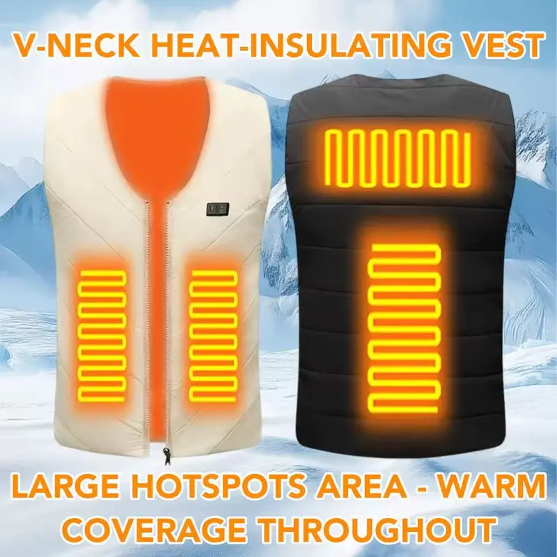 

New Smart Heating Vest V-Neck Quad Zone Dual Control Temperature Adjustment Men's Women's Constant Temperature Warm Outerwear