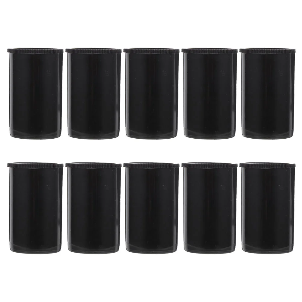 10 Pcs Film Box Case Storage Small Plastic Containers Organizer Canisters for Camera Jars with Lids Black Caps