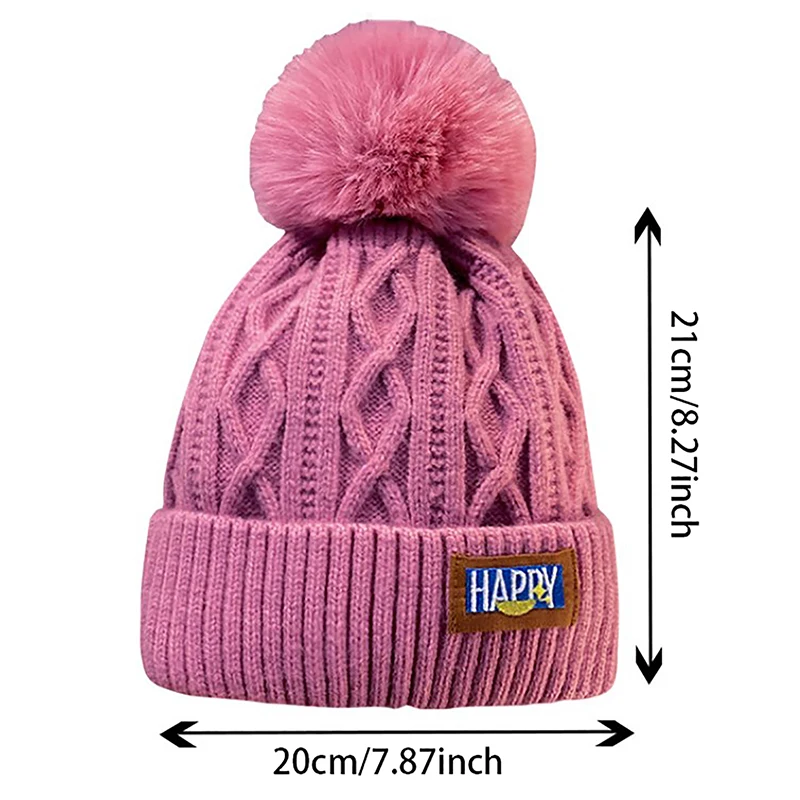 Berretto da donna in peluche addensato tinta unita berretto da donna autunno caldo cappelli all'uncinetto cappello lavorato a maglia con pompon da donna autunno e inverno