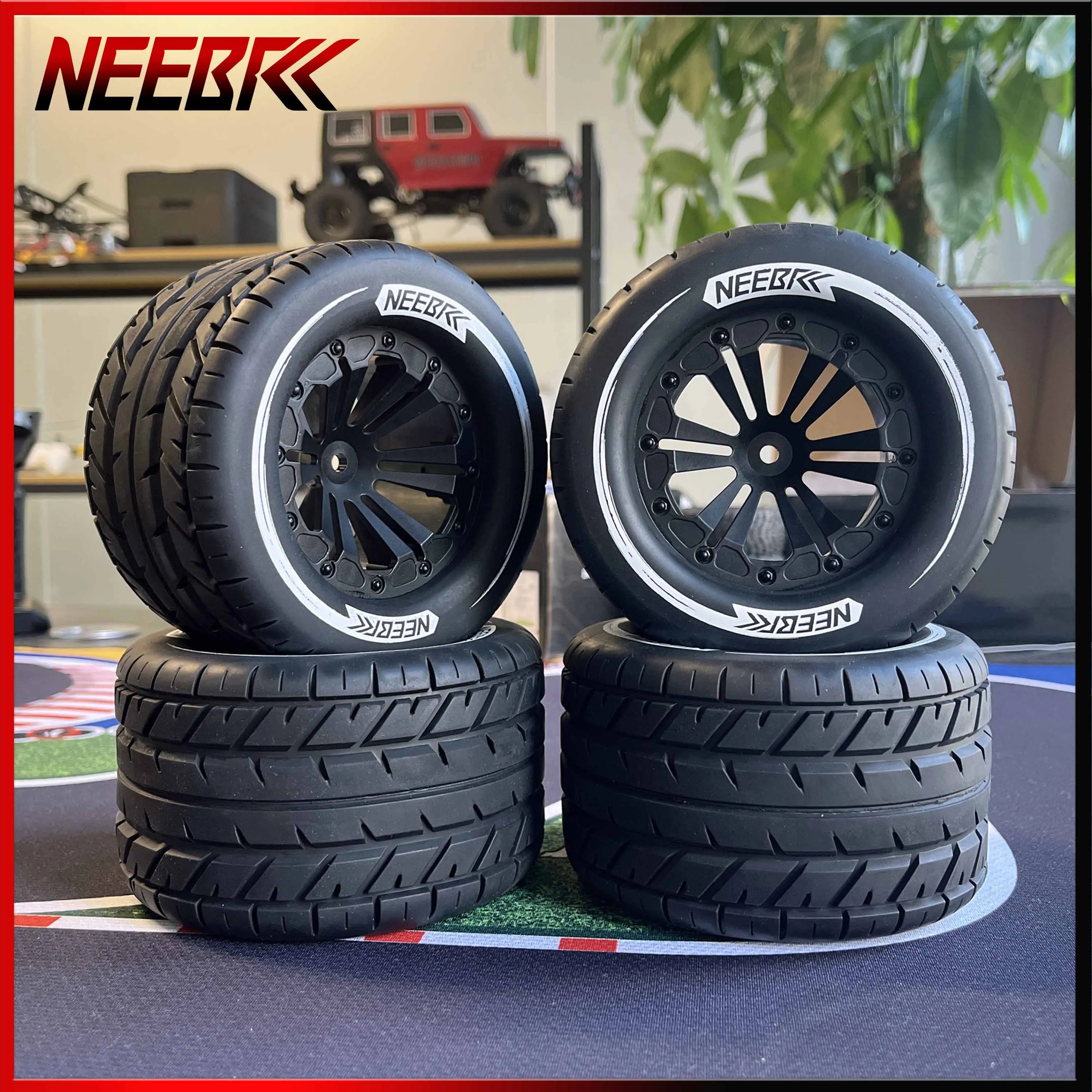 

4pcs 115mm Rubber Tire Wheel Tyre Rim Hub 12mm Hex for 1/10 RC Monster Car Off-road Buggy Truck Redcat HPI Traxxas Savage Xs