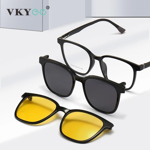 Imagen 2 del producto VICKY Flip-Up Polarizadas Magnéticas Clip-On Gafas Graduadas Personalizadas Mujer TR90 Visión Nocturna Antideslumbrante Gafas de Lectura Hombre 2192 Monturas de lentes mujer  Lentes opticos