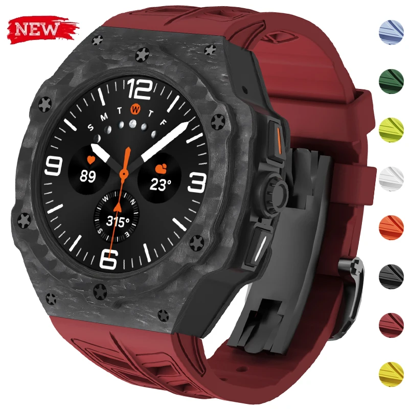 

Luxury Carbon Fiber Modification Kit for Samsung Galaxy Watch Ultra 7 47mm Sports Band+Case for Samsung Ultra 2025 Accessories