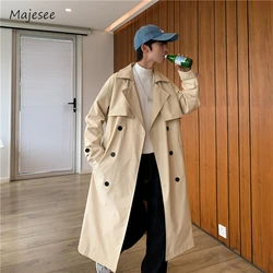 Trench Men Loose Streetwear Handsome Oversize Coat Spring Autumn All-match Korean Style Teenagers Fashion Casual Sashes Solid