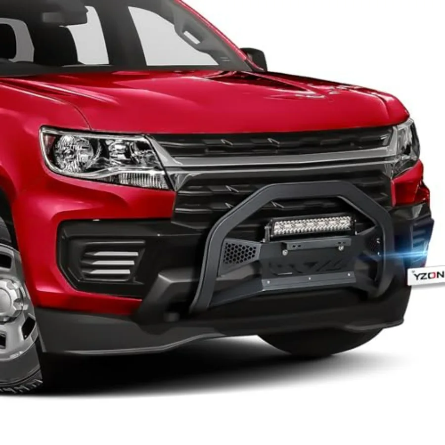 شريط الثور مع شريط إضاءة LED وإطار لوحة ترخيص متوافق مع شبكة حماية الشواية الأمامية تشيفي كولورادو وجي إم سي كانيون 2015-2022، #6