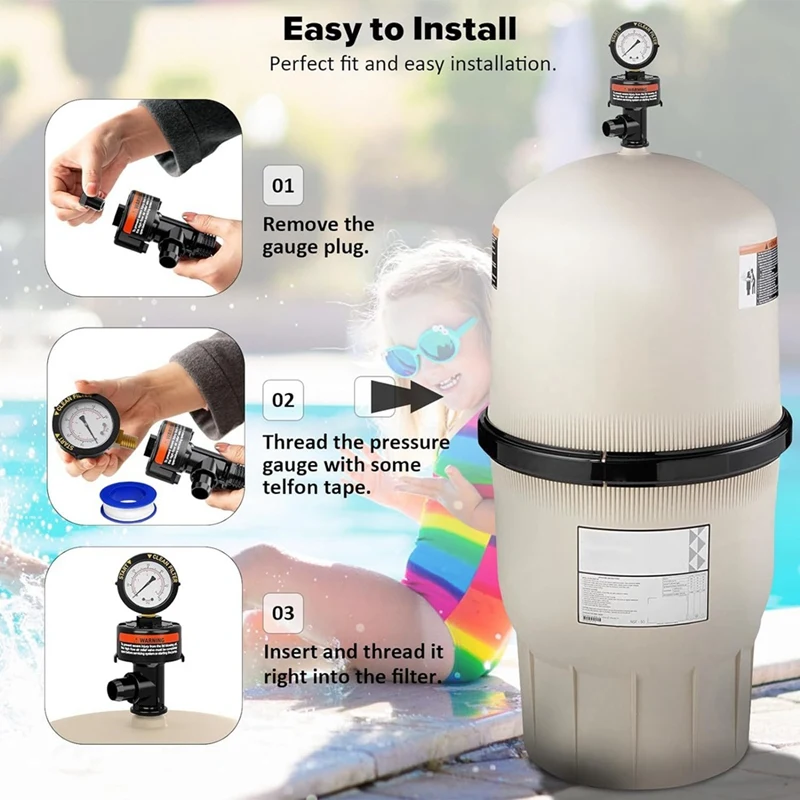 98209800 Pool Filter Pressure Gauge, Manual Bleed Valve Release Valve For Pool And Spa Filters 98209803 image 6