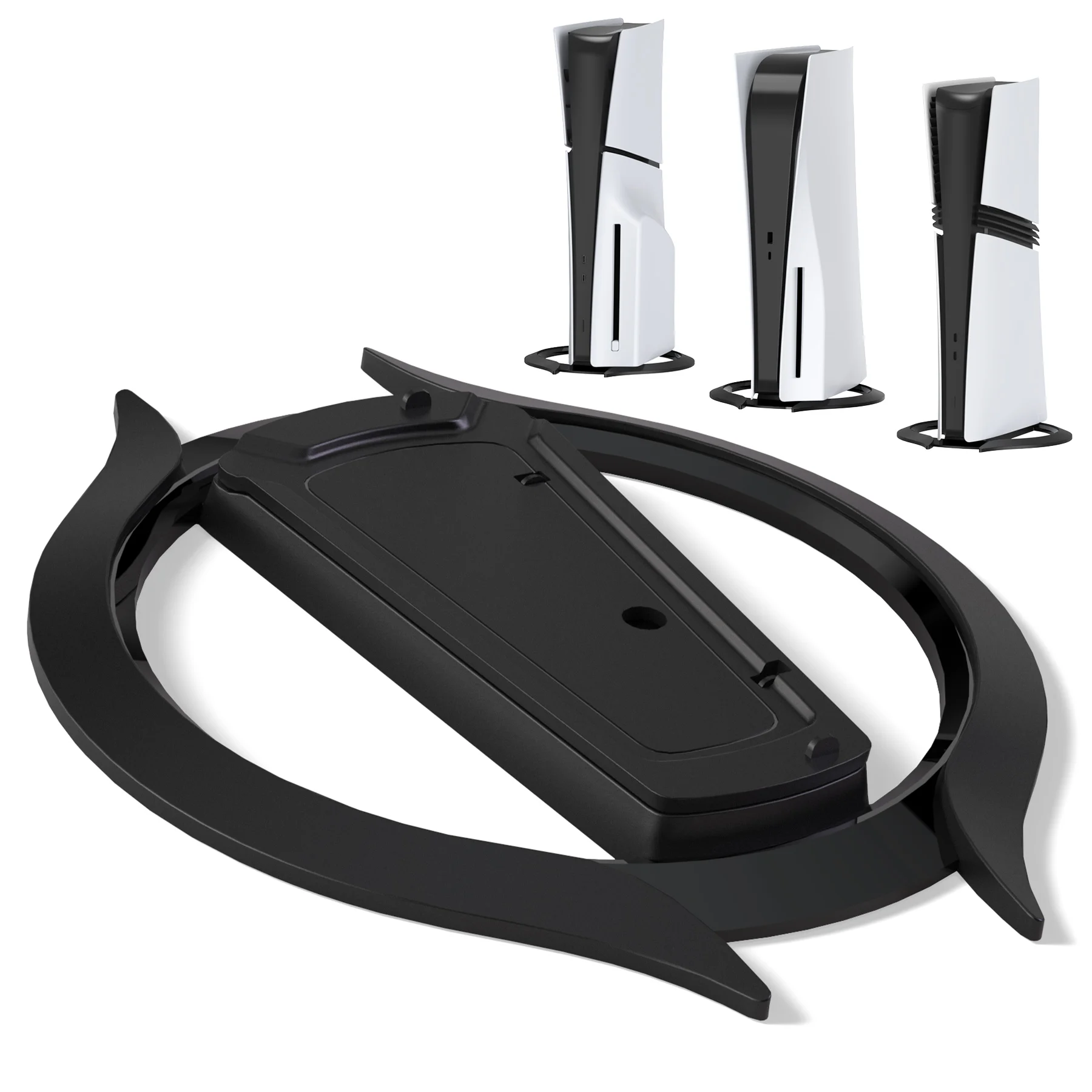 PlayVital Vertical Stand for ps5/Slim/Pro/Standard Console Disc & Digital, Holder Base Accessories w/Anti-Slip Pads - Black