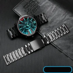 Stainless Steel Watch Strap For Diesel DZ4318 DZ4323 DZ4283 DZ4309 26mm Watch Band Curved End Solid Metal Watchband