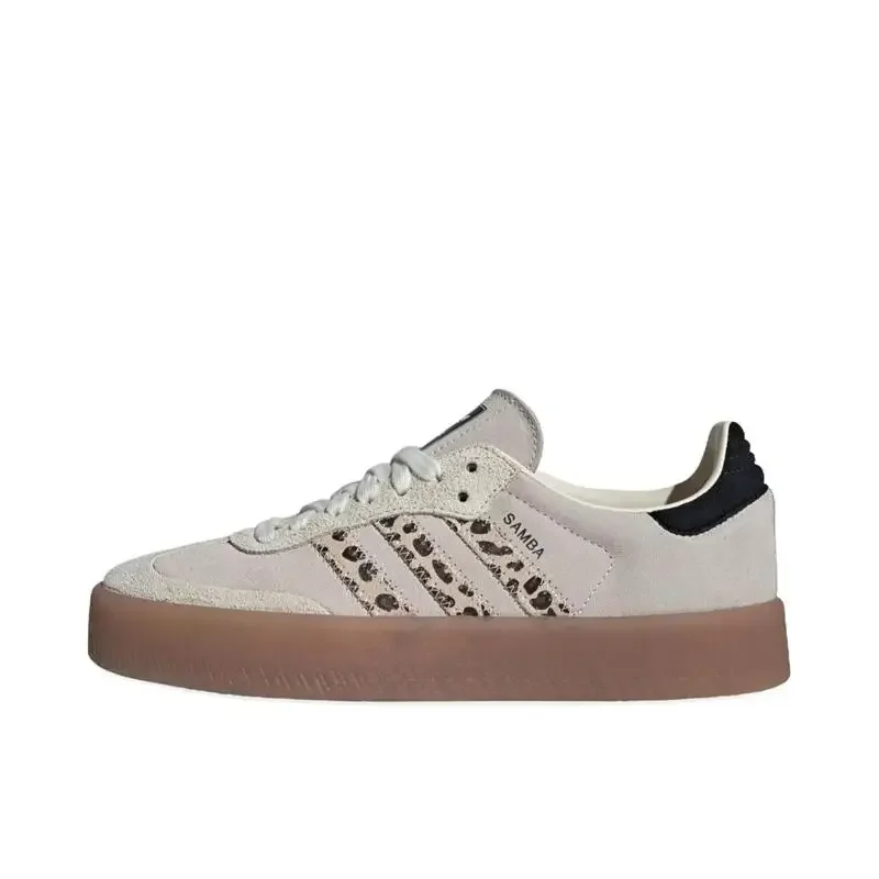 Adidas SAMBAE Fashionable, Versatile, Anti Slip, Wear-resistant, Casual Trend Low Top Board Shoes for Women, Beige