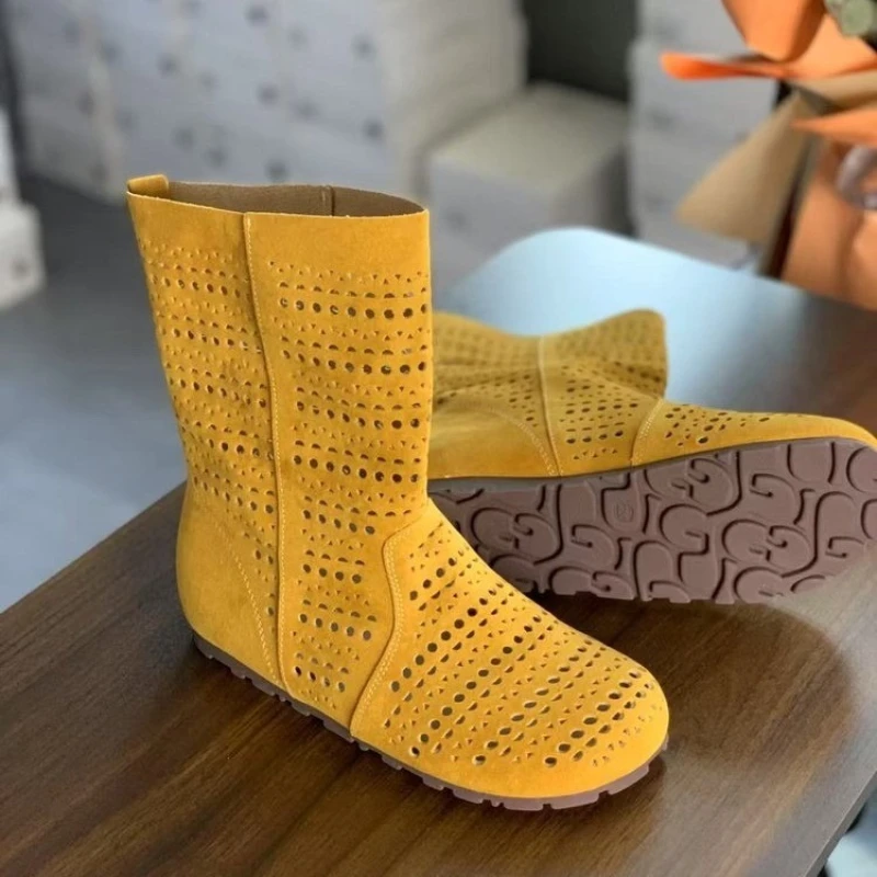 

Flats Women Sandals Summer Hollow Cozy Walking Boots Casual Fashion Woman's Shoes 2025 New Trend Women’s Breathable