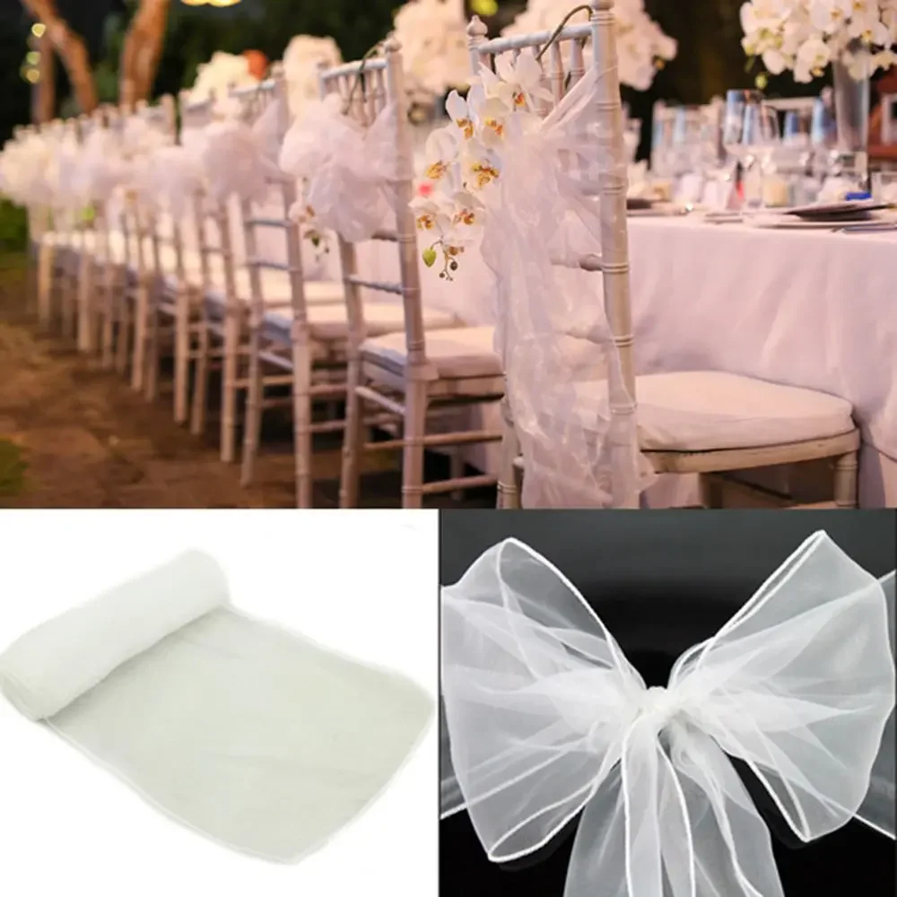 New Organza Chair Sashes Bows Wedding Chair Decoration Party Banquet Event Chair Sash Ribbon Tie Back Hotel Decoration Supplies