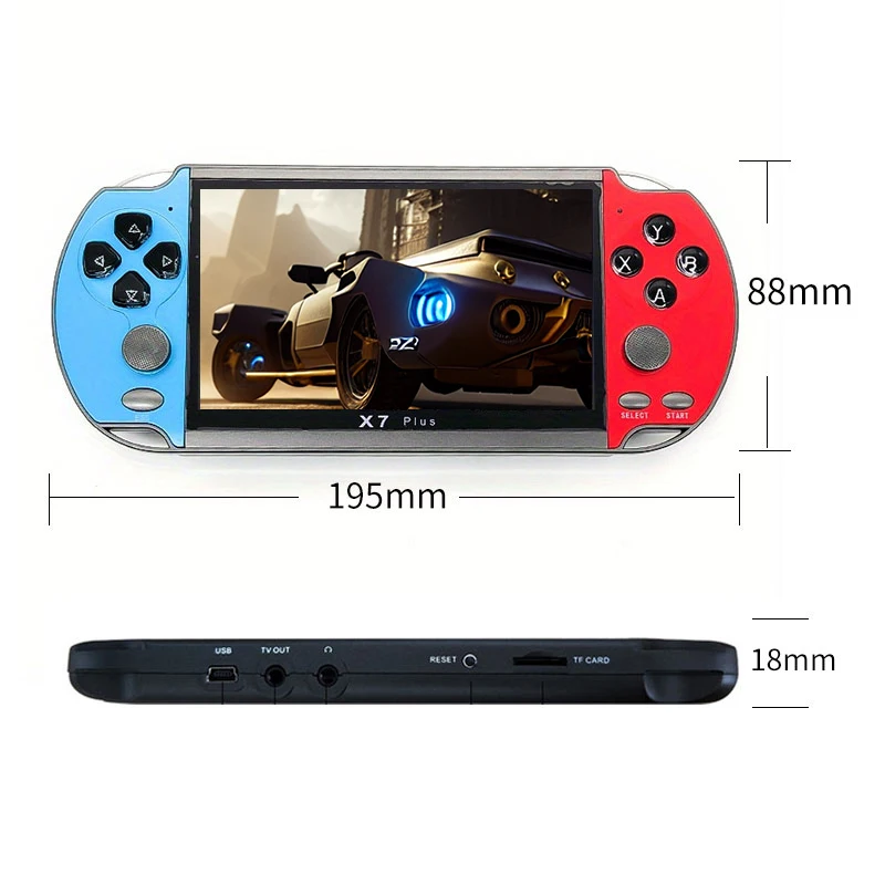 Coopreme X7 Plus Game Handheld Game Console Built-in Classic Games Portable Mini Video Player 5.1inch IPS Screen