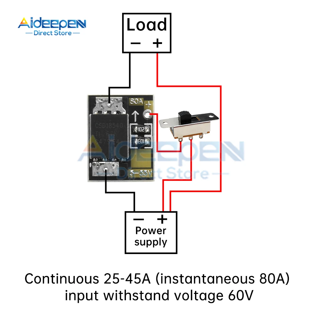 Módulo de accionamiento de interruptor de disparo MOS de alta potencia, tubo de efecto de campo, regulación PWM, tablero de control de interruptor electrónico 5-18V 40A 80A 300A