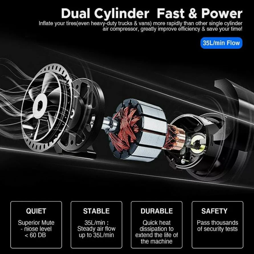 Newly 150PSI Heavy Duty Electric Car Tyre Inflator 12V Portable Air Compressor Pump for Suv Car Van Bike Mortor view 4