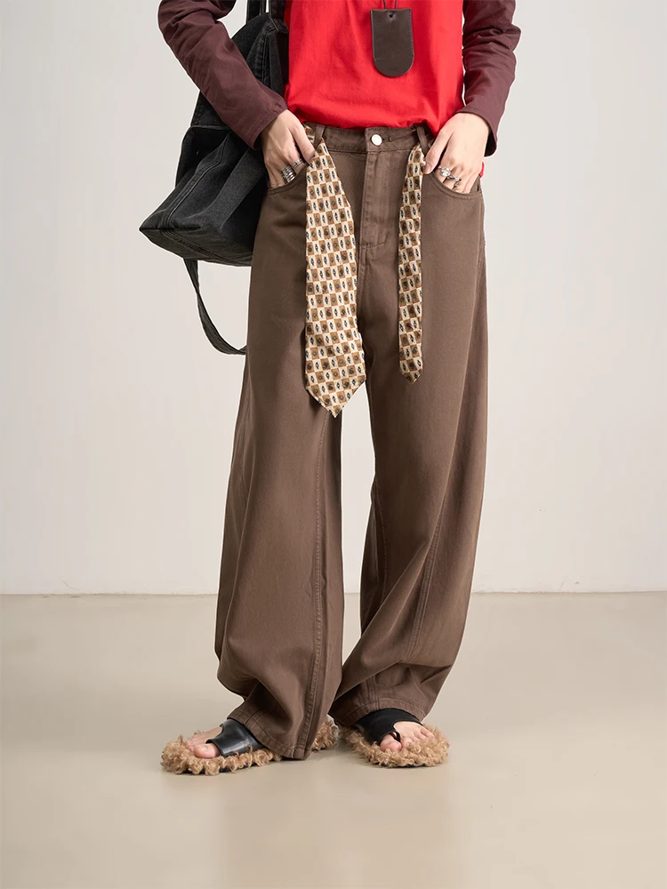 

Джинсы LANVIVIER с высокой талией, матовые, цвета карамель-мохэй, с асимметричным кройом, длиной в пол, модные женские, нейтральные, с лоскутным дизайном, осенние...