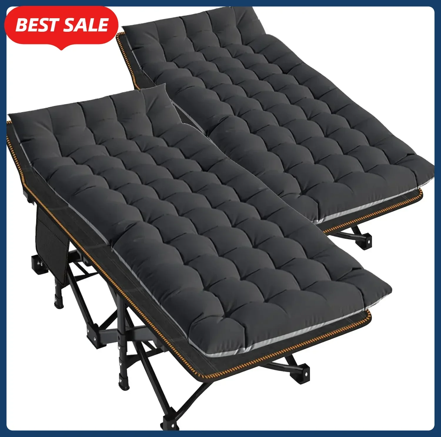 

BestsellerExtra Wide Heavy Duty Portable Folding Camping Cot, Double Layer Oxford Sleeping Cots for Travel Camp