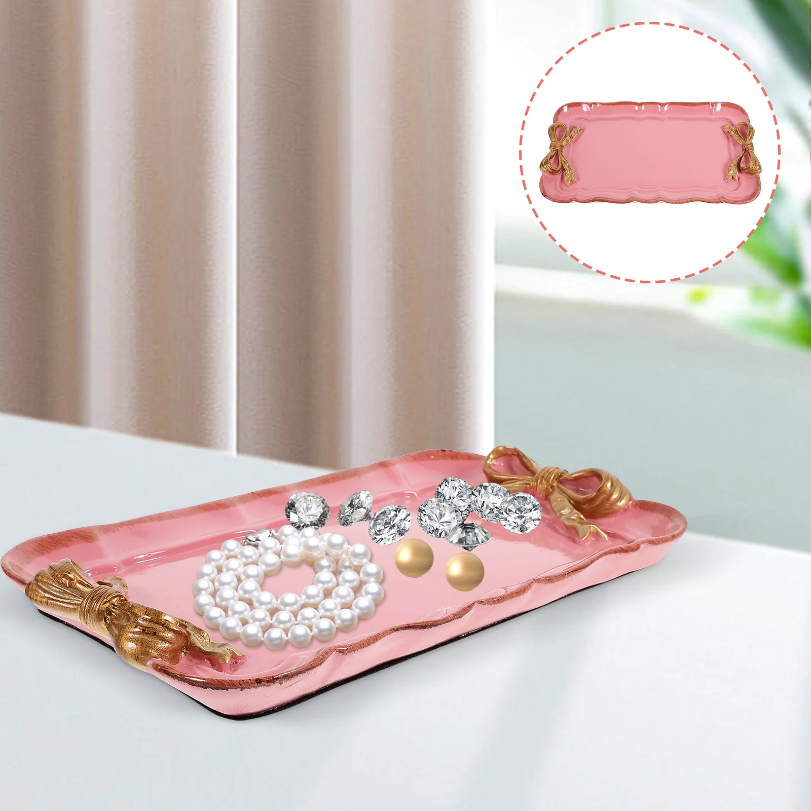 

Resin Jewelry Dish Tray Snack Plate Fruit Serving Dish Bowknot Design Table Decor Organizer Resin Plates Jewelry Storage Tray