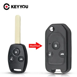 KEYYOU 2/3/4 Buttons Modified Flip Remote Car Key Shell Case For Honda Accord Civic 2006-2011 CRV 2018 Pilot fit With Button Pad