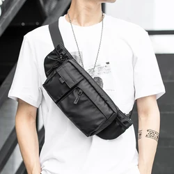 MOYYI Waterproof Men Crossbody Bag Casual 7.9inch Multi-Layer Shoulder Bags Hip Hop Chest Bag Zipper Phone Tactical Waist Bag