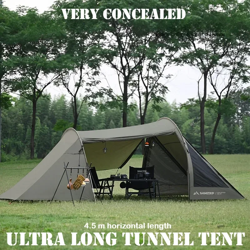 Outdoor Camping Ultra Long Tunnel Tent Sunshade Camping Tent Large Space Oxford Cloth Material Multi-directional Opening