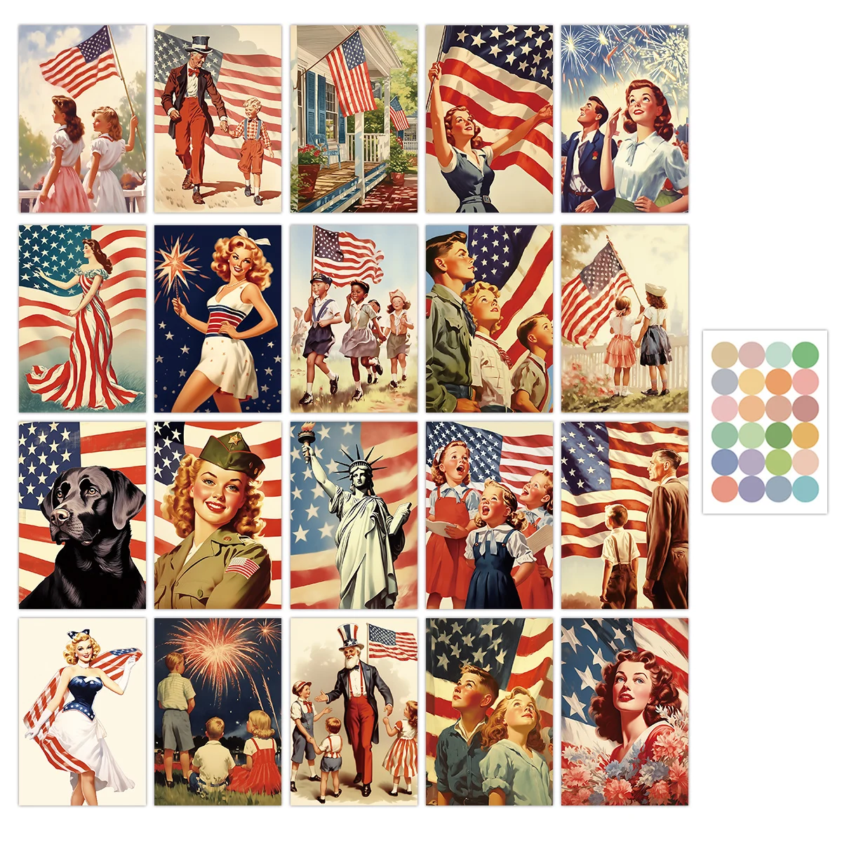Art And Craft Independence Day - 20pcs Vintage America Anniversary Wall Art