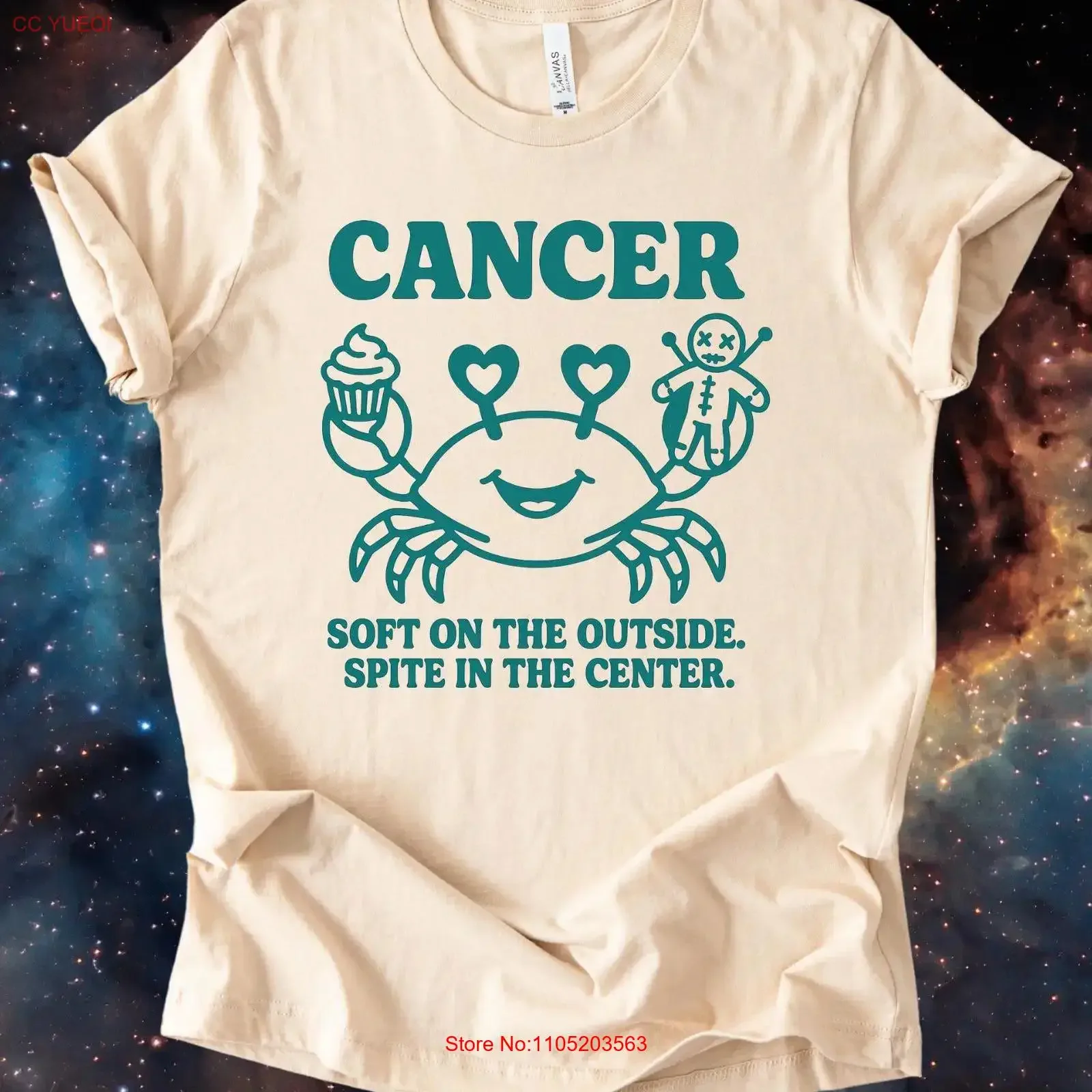 Cancer Zodiac T Shirt Soft on the Outside Spite in Center vintage Washed graphic Stylish Breathable Comfortable