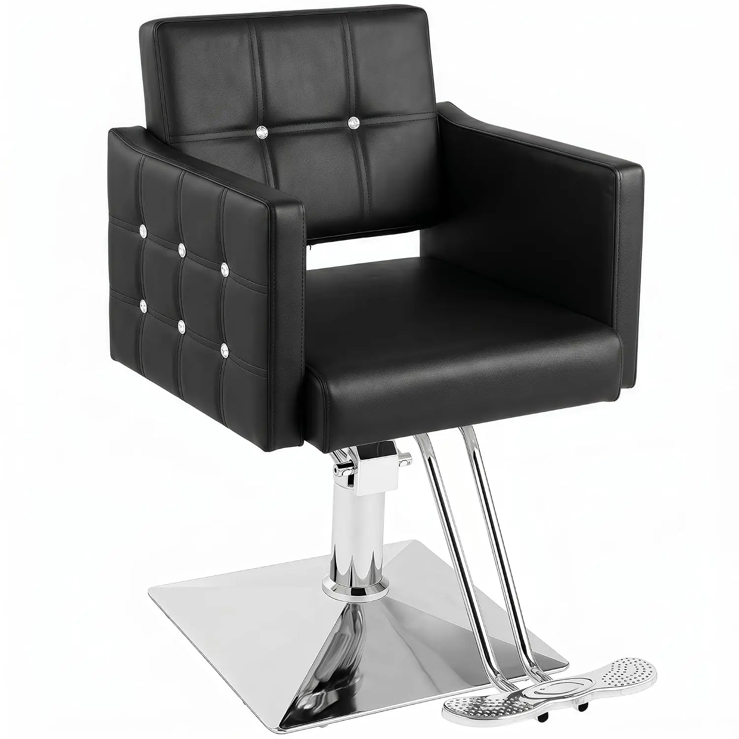 Black Salon Chair, Widened Base, 360° Swivel, Thickened Cushion, Beauty Shampoo Equipment for Barbershop, Customized