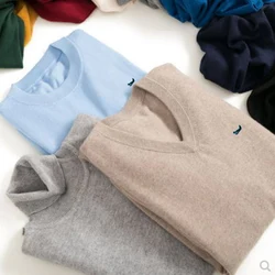 Men's Sweaters Cashmere Blend Knitting V-neck Pullovers Hot Sale Spring&Winter Male Wool Knitwear High Quality jumpers Clothes